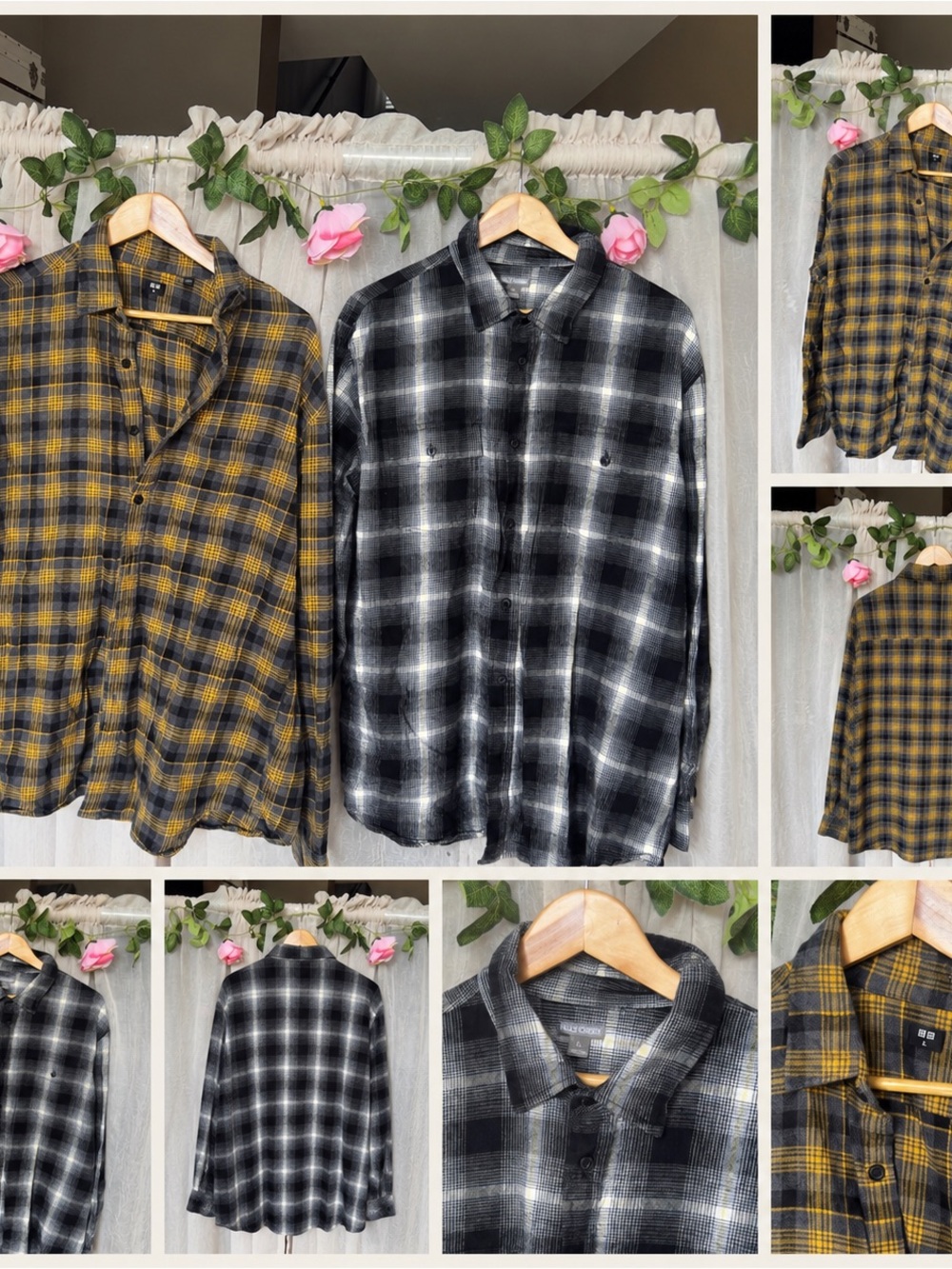 Lots of 2 Men's Plaid Button-Down Shirt — Black & Yellow